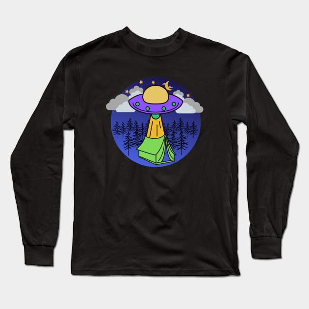 Alien Spaceship Visits Campers – Purple Green Long Sleeve T-Shirt by KoreDemeter14